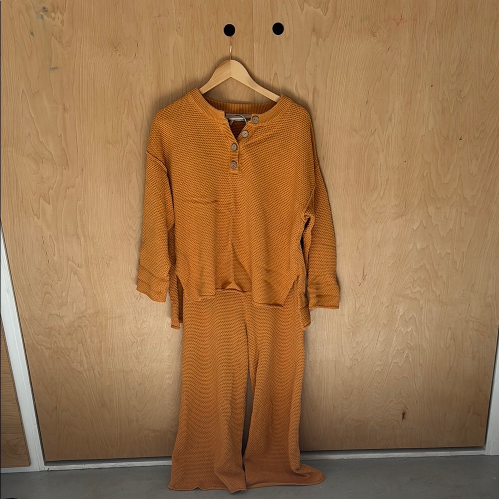 Free People Burnt Orange Knit Resort Set
